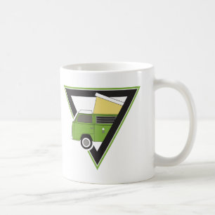 Caneca De Café camionete de campista verde clássica do triângul