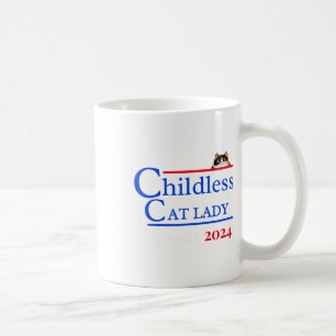 Caneca De Café Camisa 2024 Gata Sem Filhos 2024 Vote Kamala-har