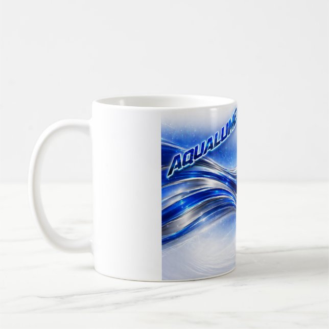 Caneca De Café Camisa Aqualume Flow – Energia da Onda Prata Azul  (Esquerda)
