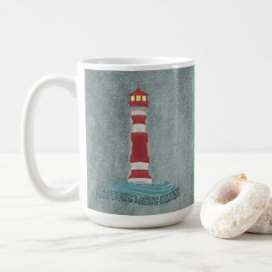 Caneca De Café Camisa Azul Ondas do Farol Deixe Sua Luz Seno
