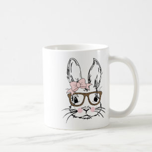 Caneca De Café Camisa Cara de Coelho Fofo Estampa de Leopardo Eas