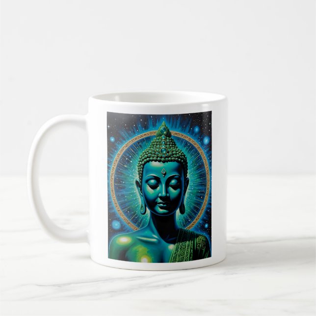 Caneca De Café Camisa Celestial de Arte Brilhante Buda (Esquerda)