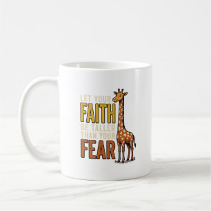Caneca De Café Camisa Cristã Vintage Girafa Fé Sobre o Medo_1