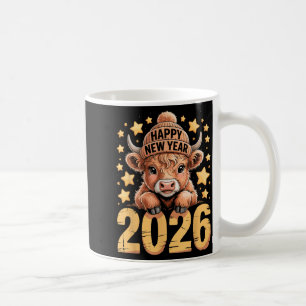 Caneca De Café Camisa Cute Highland Cow Feliz Ano Novo 2026 Engra