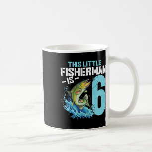 Caneca De Café Camisa de aniversário de meninos pescando 6 anos d