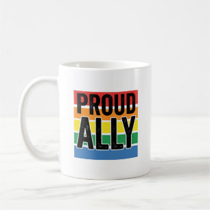 Caneca De Café Camisa de Apoio ao Orgulho Vintage Proud Ally Desi