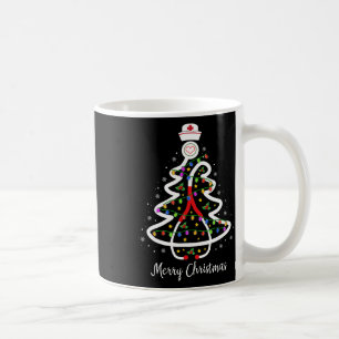 Caneca De Café Camisa De Árvore De Natal De Enfermeira Estetoscóp