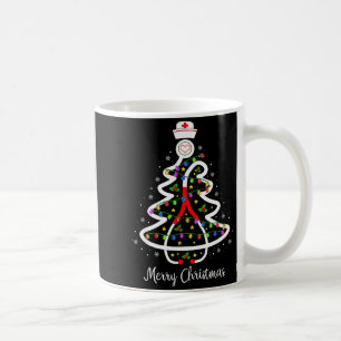 Caneca De Café Camisa de árvore de Natal de enfermeira Estetoscóp