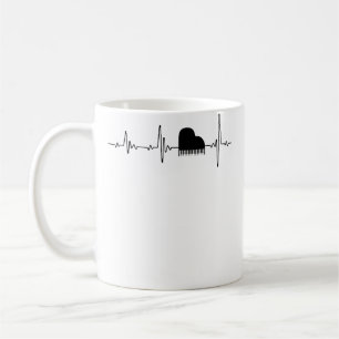Caneca De Café Camisa de Batimento Cardíaco de Piano Acústico - M