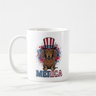 Caneca De Café Camisa de Cachorro Vintage Patriótica Dachshund Me