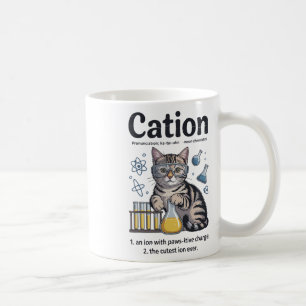 Caneca De Café Camisa de Cátion Gato Ciência Química Professor En