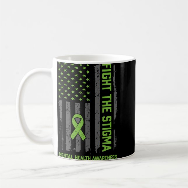 Caneca De Café Camisa de Conscientização da Saúde Mental Combater (Esquerda)