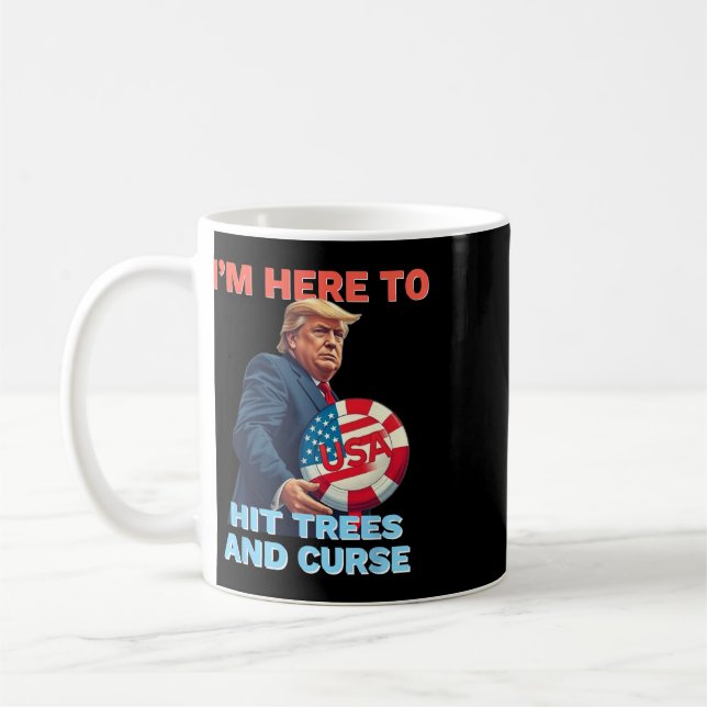 Caneca De Café Camisa de Disc Golf Engraçada Atinge Árvores e Xin (Esquerda)
