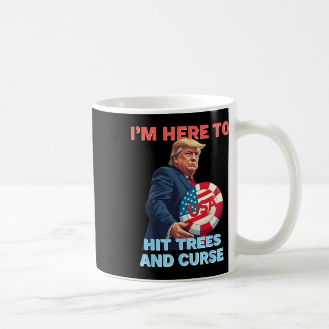 Caneca De Café Camisa de Disc Golf Engraçada Bate Árvores e Xinga (Direita)