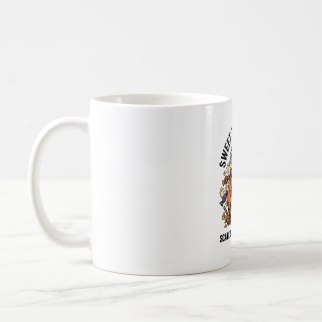Caneca De Café Camisa de Doces de Halloween Desenho de Monstro Fo (Esquerda)