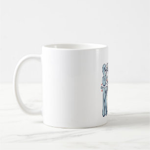 Caneca De Café Camisa de Enfermeira Escolar com Tipografia Floral