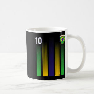 Caneca De Café Camisa de Futebol Brasil Brasil 10 Fã de Futebol