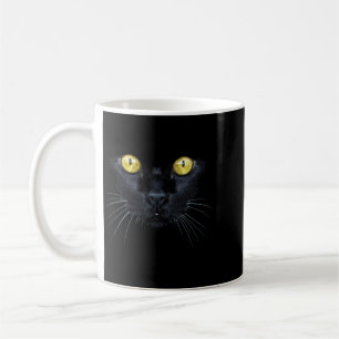 Caneca De Café Camisa de Gato Preto Halloween Assustador Olhos Am