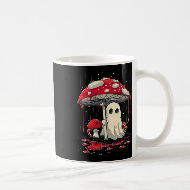 Caneca De Café Camisa de Halloween de Cottagecore Ghost Mushroom  (Direita)