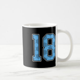Caneca De Café Camisa de Jogador de Futebol Azul Padrão Número 18