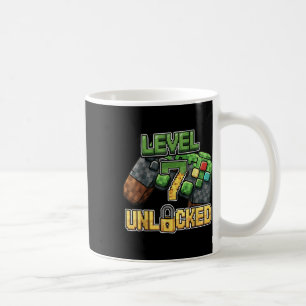 Caneca De Café Camisa de Menino de Aniversário Nível 7 Desbloquea