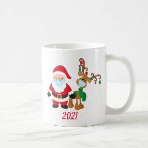 Caneca De Café Camisa de Natal 2021 Covid Renas Papai Noel com Má