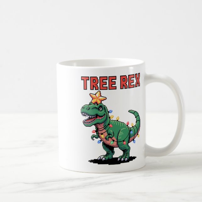 Caneca De Café Camisa de Natal Feia Dinosaur Tree Rex  (Direita)