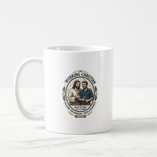 Caneca De Café Camisa de Ofícios de Construção de Jesus Gráfico C (Esquerda)