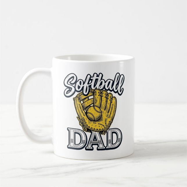 Caneca De Café Camisa de Pai de Softbol com Design de Luvas Vinta (Esquerda)