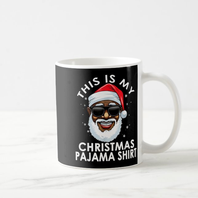 Caneca De Café Camisa de pijama de Natal do Papai Noel afro-ameri (Direita)