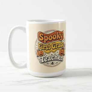 Caneca De Café Camisa de professora do primeiro ano no Halloween