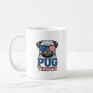 Caneca De Café Camisa de Pug Patriota com Desenho de Gravura Vint
