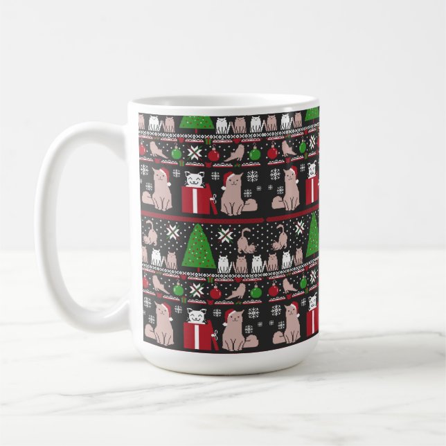 Caneca De Café Camisa De Suor Feio De Gato De Natal (Esquerda)