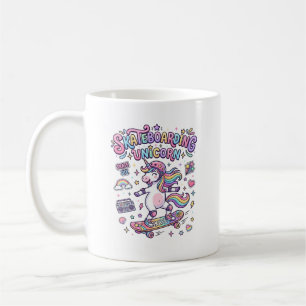 Caneca De Café Camisa de tipografia ousada de skate de unicórnio