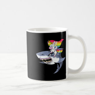 Caneca De Café Camisa de Tubarão Montando Unicórnio Presente para