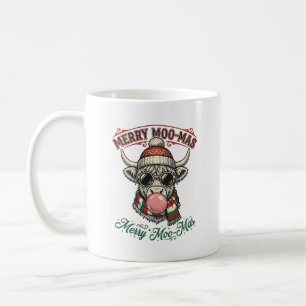 Caneca De Café Camisa de Vaca de Natal Desenho de Férias de Highl