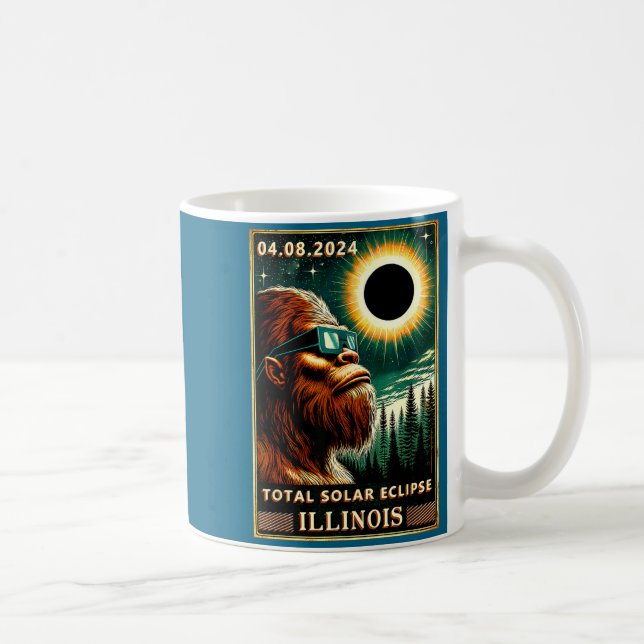Caneca De Café Camisa Divertida Eclipse Solar Total Illinois Pé G (Direita)