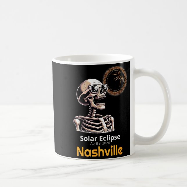 Caneca De Café Camisa Divertida Esqueleto Eclipse Solar Nashville (Direita)