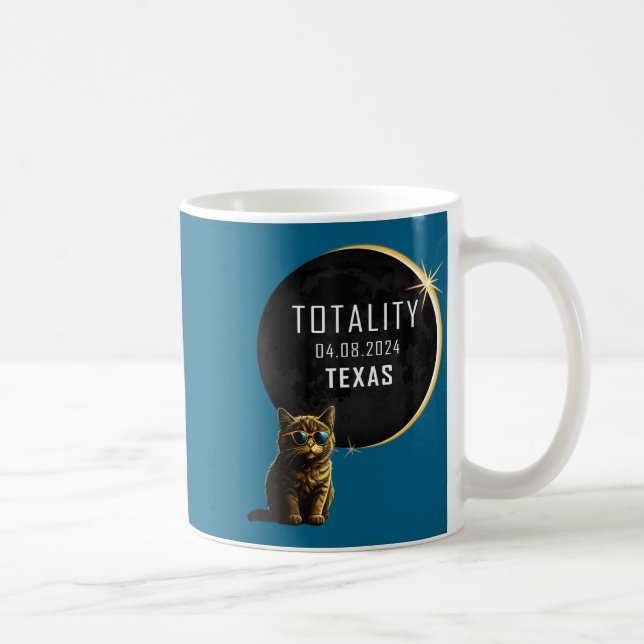 Caneca De Café Camisa Divertida Texas Eclipse Solar Total Gato (Direita)
