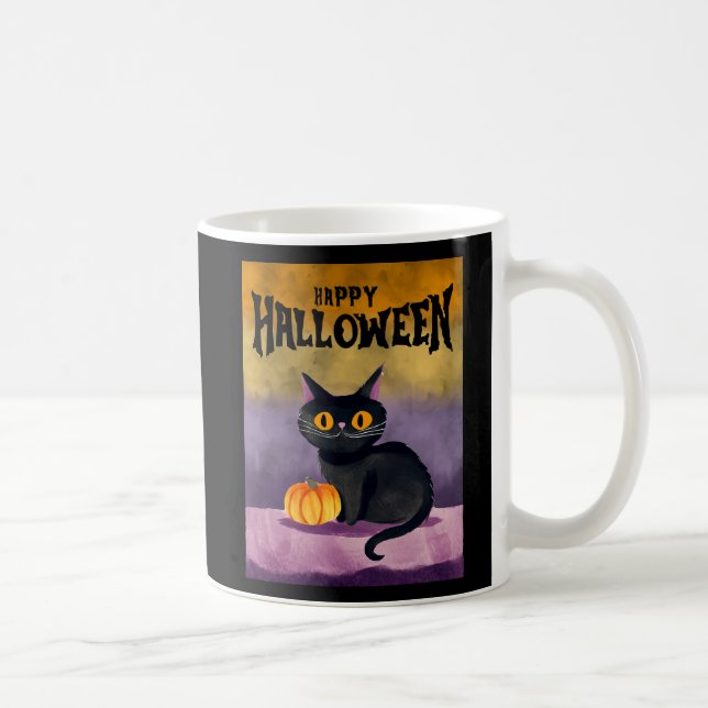 Caneca De Café Camisa do Gato do Dia das Bruxas (Direita)