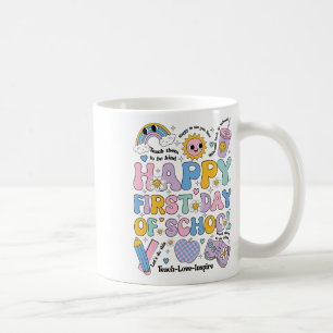 Caneca De Café Camisa do Primeiro Dia de Aula Groovy Rainbow Cost