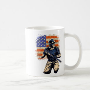 Caneca De Café Camisa do time de beisebol da bandeira americana d