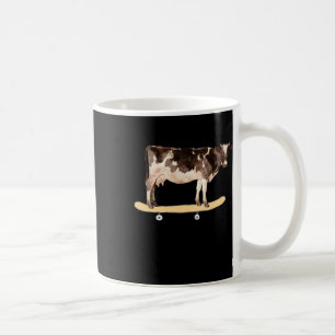 Caneca De Café Camisa engraçada de skate de vaca fazendo skate