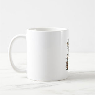 Caneca De Café Camisa Floral com Girafa Vintage Lendo Livros Desi