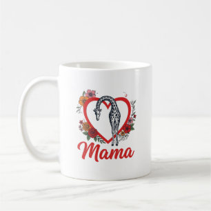 Caneca De Café Camisa Floral Vintage Girafa Mamãe Coração Design_