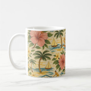 Caneca De Café Camisa havaiana estampada de meados do século XX d