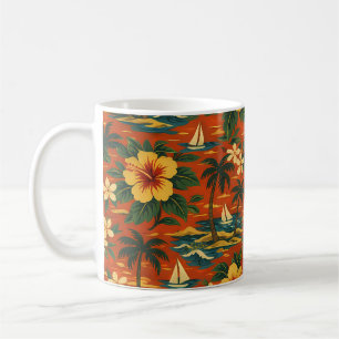 Caneca De Café Camisa havaiana vibrante de meados do século