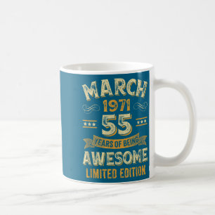 Caneca De Café Camisa Incrível Vintage Março 1971 55º Aniversário