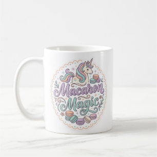 Caneca De Café Camisa Mágica de Macaron Unicórnio Caprichosa Desi