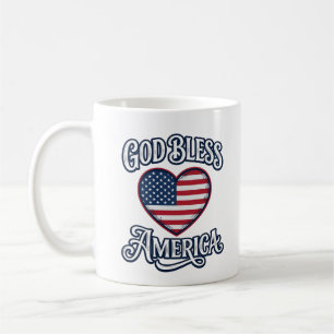 Caneca De Café Camisa Patriótica Deus Abençoa a América Coração D